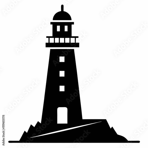 Lighthouse Silhouette Vector Artwork