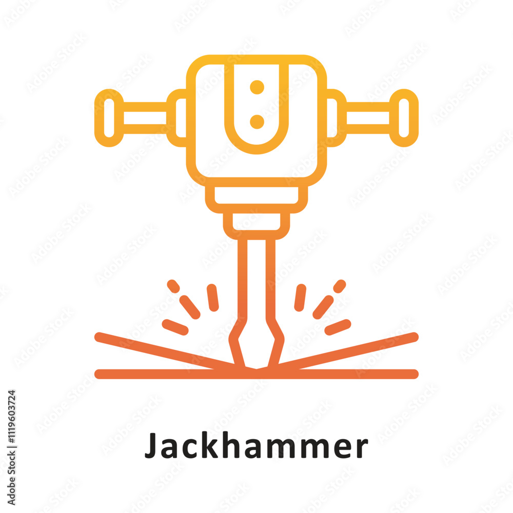 jackhammer Vector Gradient Outline Icon. Eps 10 File jackhammer Vector Gradient Outline Icon. Eps 10 File