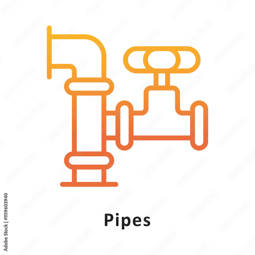 Pipes Vector Gradient Outline Icon. Eps 10 File Pipes Vector Gradient Outline Icon. Eps 10 File