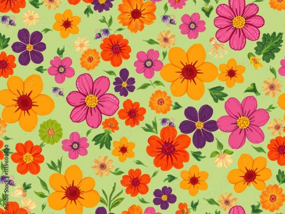 custom made wallpaper toronto digitalSeamless pattern featuring vibrant abstract flowers in a variety of colors, decor, fashion