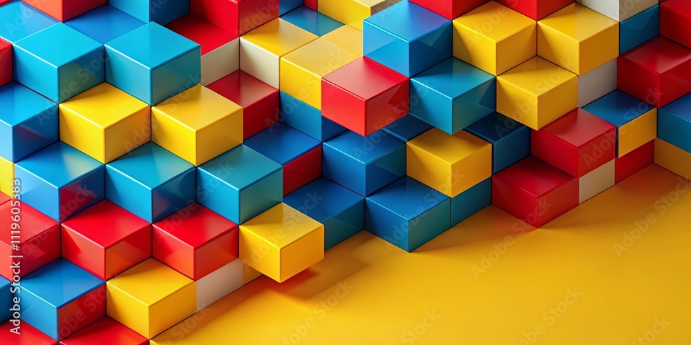 Obraz premium Abstract Colorful Cube Structure, Geometric Design, 3D Render