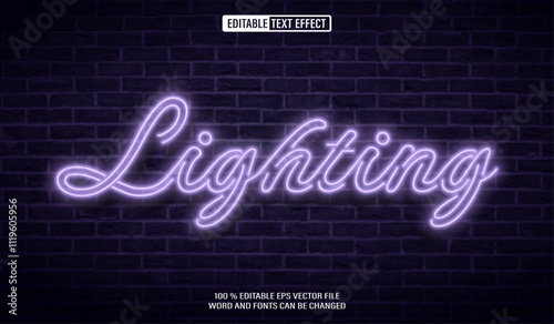 Editable 3d text style effect - Glow Neon Lighting text effect