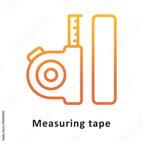 Measureing tape Vector Gradient Outline Icon. Eps 10 File 