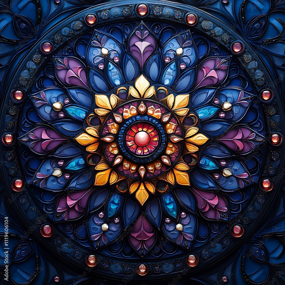 Captivating Illustration Depicting Colorful Mandala Enhanced With Bold Geometric Patterns Design Captivating Illustration Depicting Colorful Mandala Enhanced With Bold Geometric Patterns Design