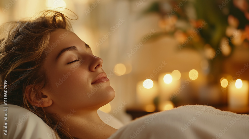Young European Woman Relaxing During Spa Massage Session Young European Woman Relaxing During Spa Massage Session