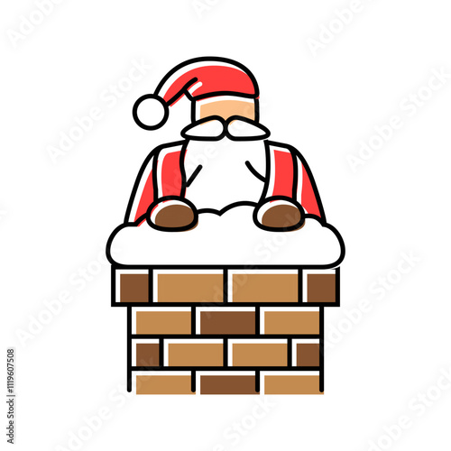 santa claus in a chimney color icon vector. santa claus in a chimney sign. isolated symbol illustration