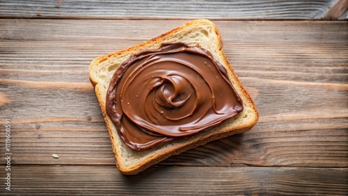 Slice of bread with chocolate spread on, food, indulgent, sweet, snack, breakfast, dessert, spread, delicious, tasty, chocolate