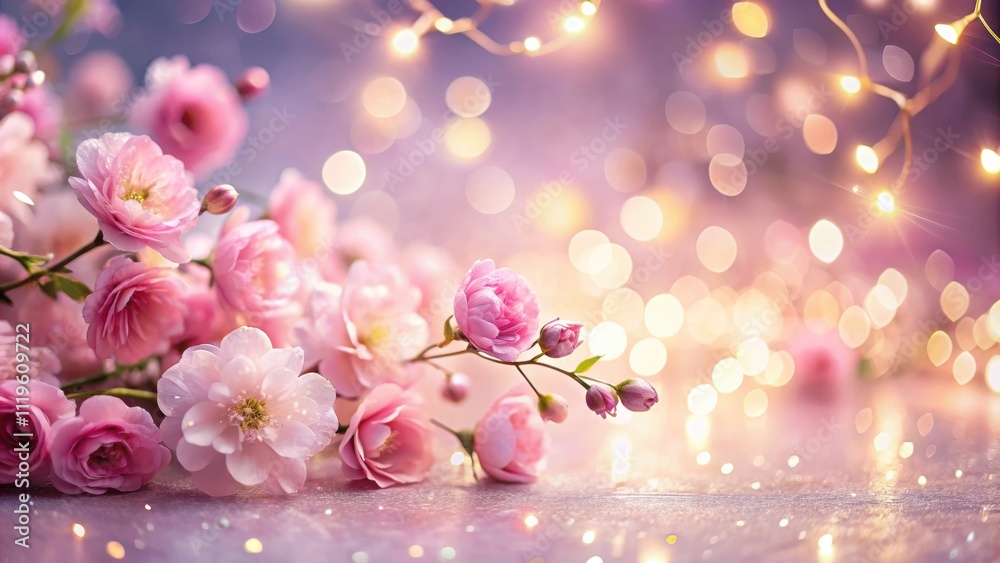 Delicate pink flowers illuminated by sparkling lights, pink, flowers, delicate, nature, sparkly, illuminated, garden Delicate pink flowers illuminated by sparkling lights, pink, flowers, delicate, nature, sparkly, illuminated, garden