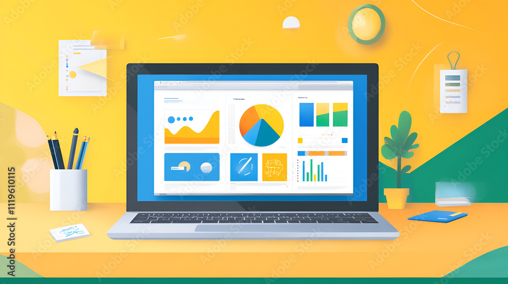 Data Analysis Dashboard on Modern Laptop Data Analysis Dashboard on Modern Laptop