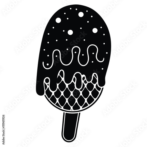 helado paleta rosado ice creame, vector silhouette,