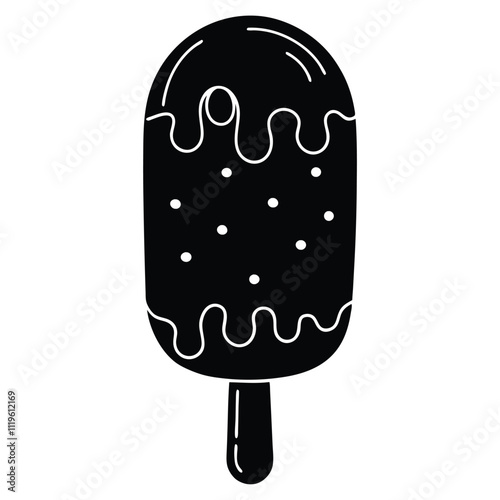 helado paleta rosado ice creame, vector silhouette,