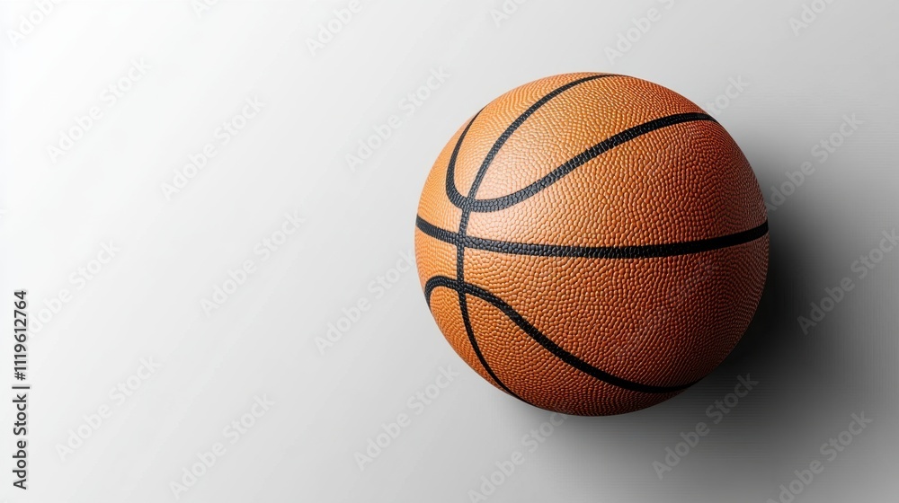 Fototapeta premium Realistic Basketball on White Background with Subtle Shadow Effect