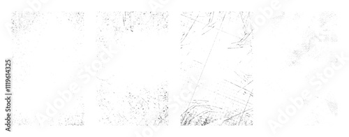 Overlay textures set stamp with grunge effect. Old damage Dirty grainy and scratches. Set of different distressed black grain texture. Distress overlay vector textures.	