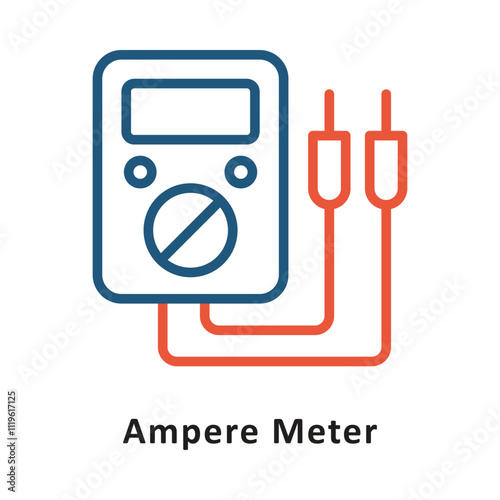 Ampere Meter Vector Two Colors Outline Icon. Eps 10 File 