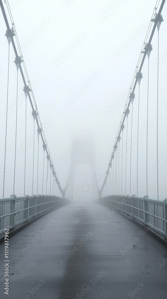 Obraz premium Phone wallpaper: foggy bridge with no people, overcast weather, grey sky