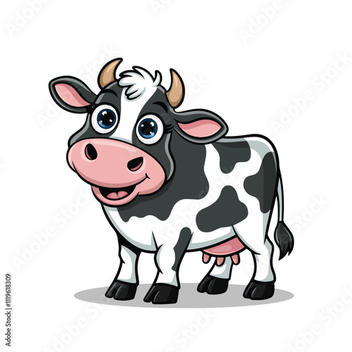 Funny cow cartoon vector illustration