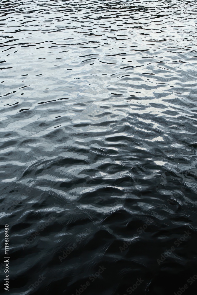 A black water surface with rippling waves, providing ample copy space. A black water surface with rippling waves, providing ample copy space.