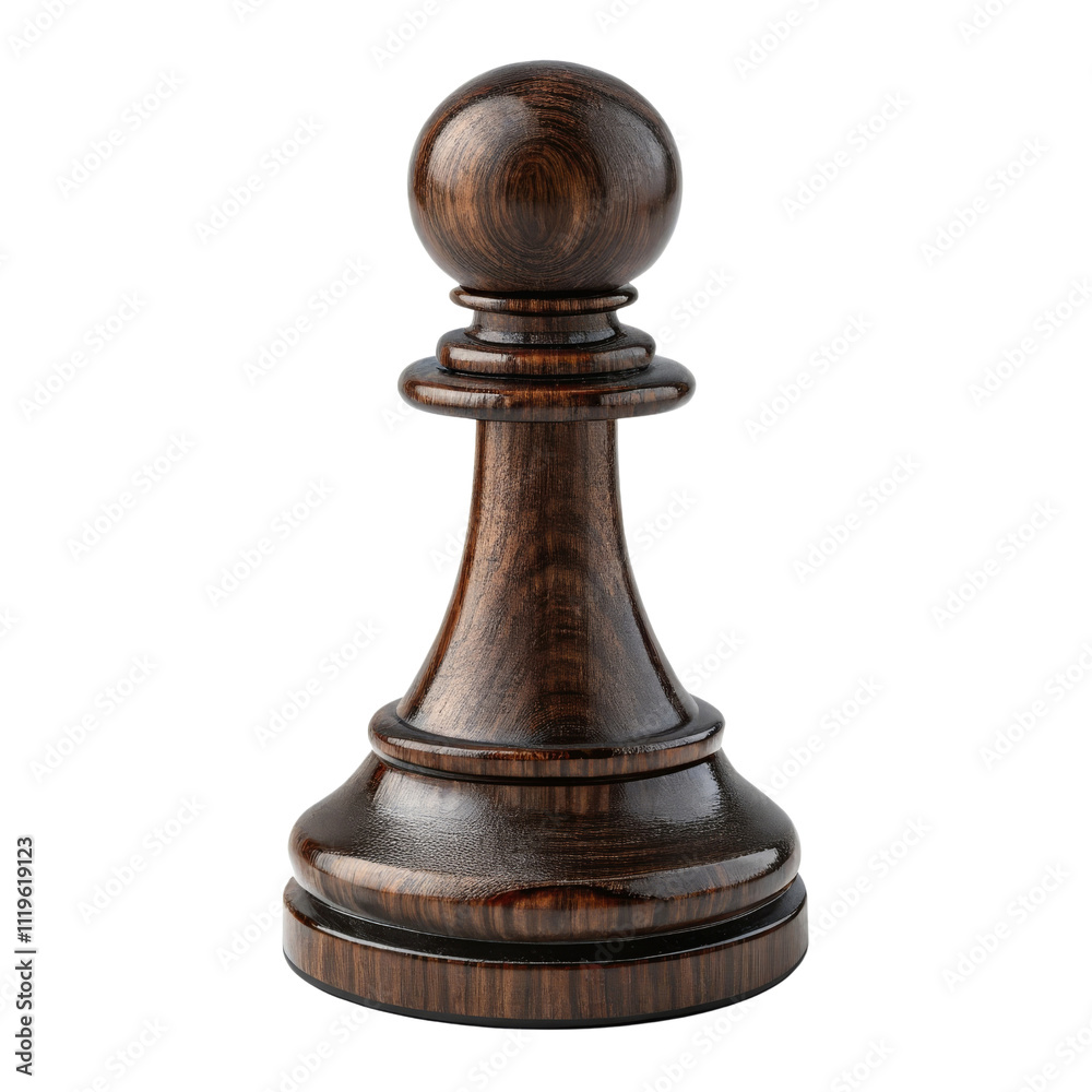 Detailed wooden chess pawn with a polished finish, isolated Detailed wooden chess pawn with a polished finish, isolated