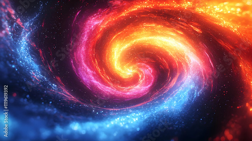 Fiery, Icy Vortex: Cosmic Swirl of Color and Light