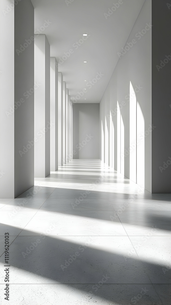 Modern White Corridor: Light, Architecture, Design Modern White Corridor: Light, Architecture, Design