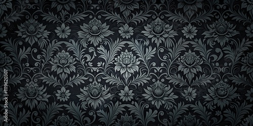 Elegant Dark Floral Damask Pattern Background Texture for Design Projects