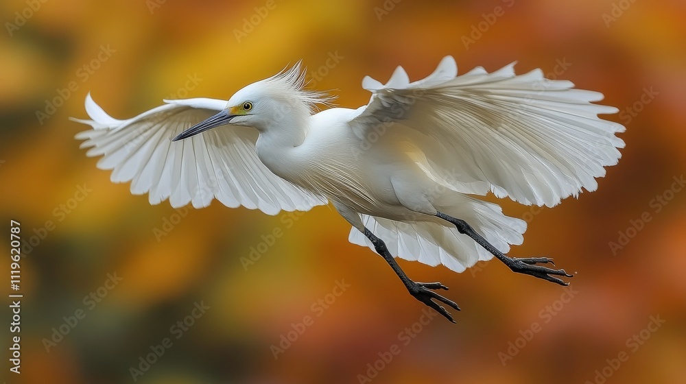 Majestic White Bird in Flight Against a Colorful Autumn Background Showcasing Graceful Wings and Elegant Posture in Natural Habitat Majestic White Bird in Flight Against a Colorful Autumn Background Showcasing Graceful Wings and Elegant Posture in Natural Habitat