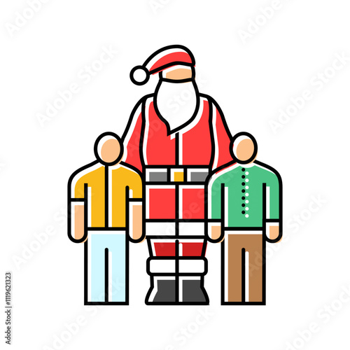 santa claus eating cookies color icon vector. santa claus eating cookies sign. isolated symbol illustration