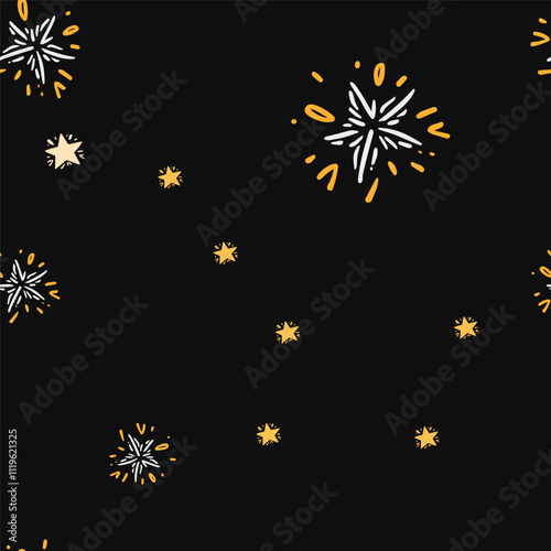 Seamless Christmas shiny stars vector pattern for festive design. Constellation. Little dipper