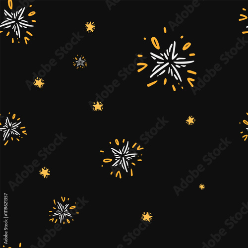 Seamless Christmas shiny stars vector pattern for festive design. Constellation