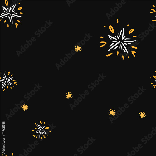 Seamless Christmas shiny stars vector pattern for festive design. Constellation