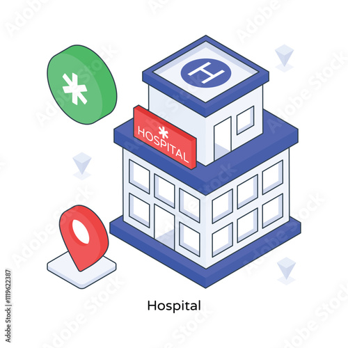 Hospital isometric Colored illustration. EPS File stock illustration