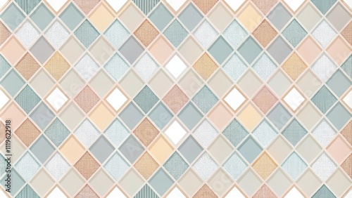 Abstract Geometric Pattern with Pastel Hues and Textured Diamond Shapes