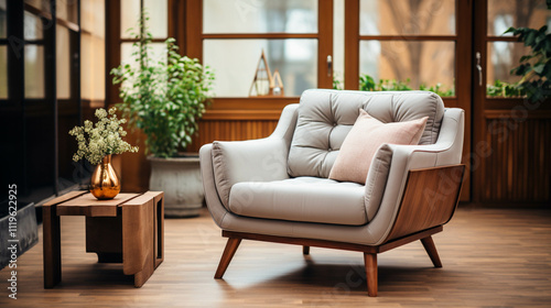 Wallpaper Mural Comfortable elegant sofa armchair on wooden floor in Modern home interior Torontodigital.ca