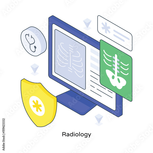 Radiology isometric Colored illustration. EPS File stock illustration
