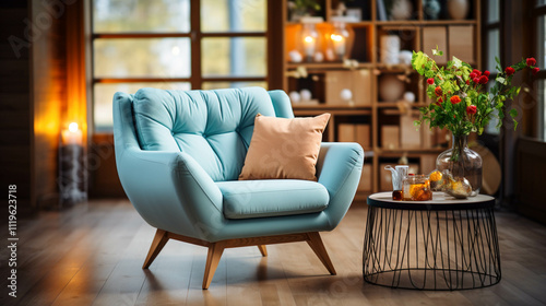 Wallpaper Mural Comfortable elegant sofa armchair on wooden floor in Modern home interior Torontodigital.ca