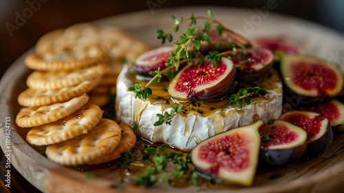 Baked Brie with Figs and Honey: A Delicious Food Photography photo