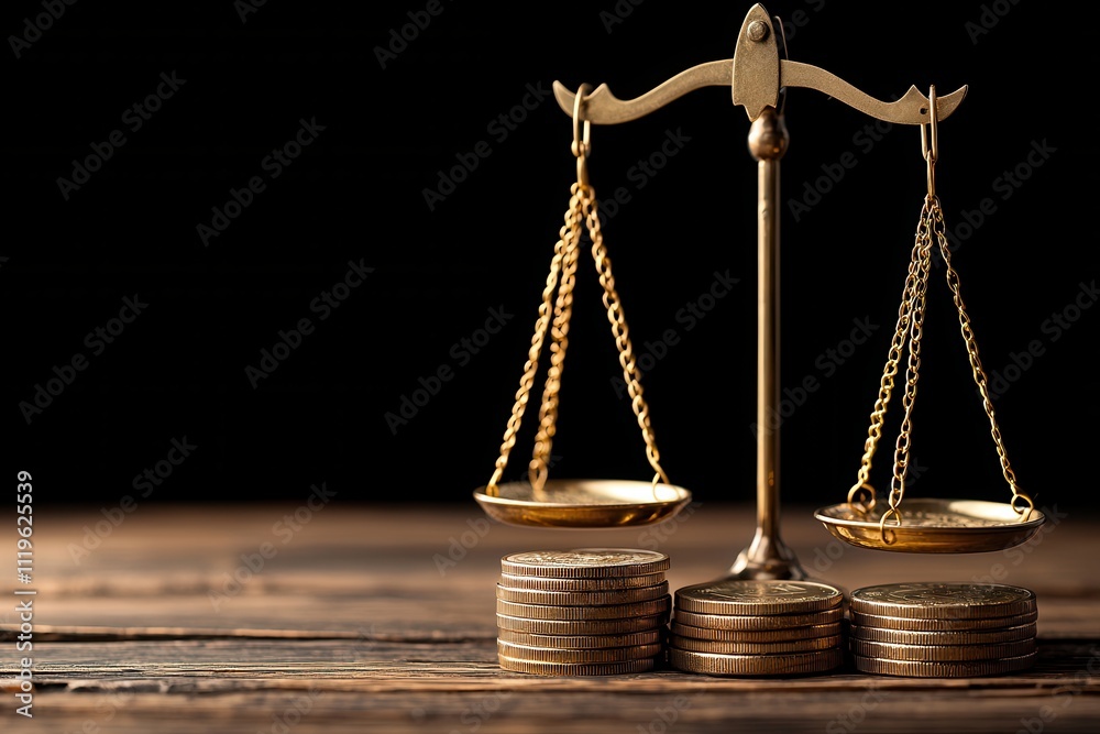 Coins and golden scales a serene approach to economic stability Coins and golden scales a serene approach to economic stability