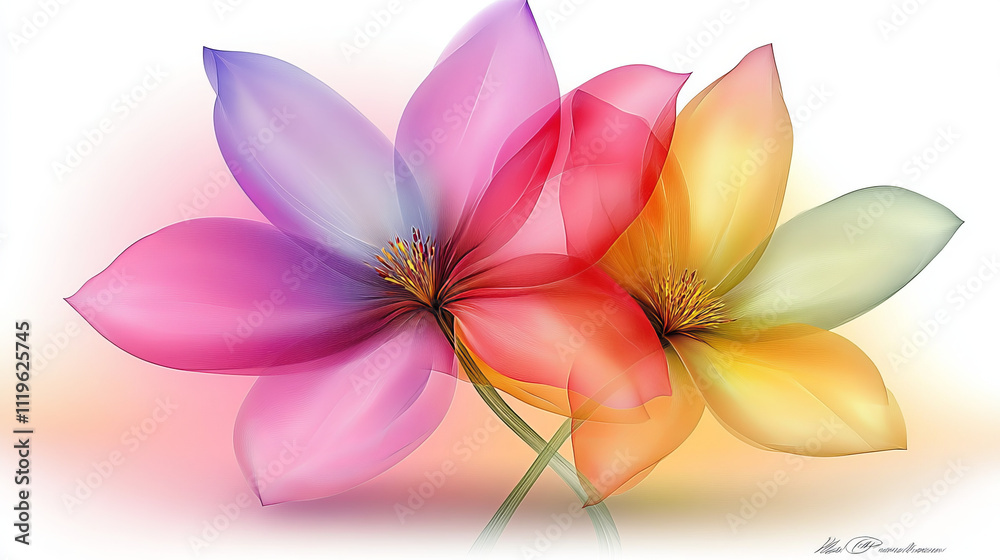 translucent pastel flower art