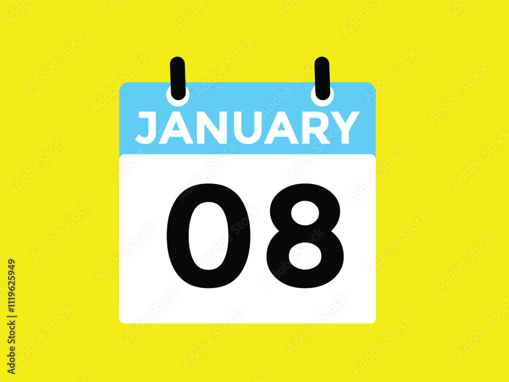 January 8 Calendar Day or Calender Date for Deadlines or Appointment. Calendar vector icon. Deadline. Date.
January 8 Calendar Day or Calender Date for Deadlines or Appointment. Calendar vector icon. Deadline. Date.