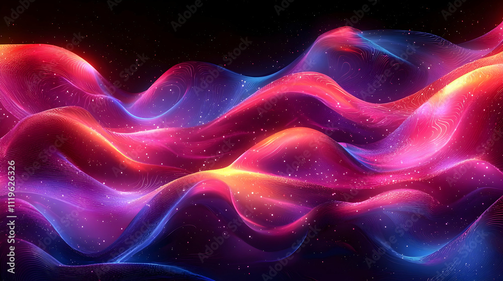 Vibrant Waves Dance Across Dark Cosmic Canvas Vibrant Waves Dance Across Dark Cosmic Canvas