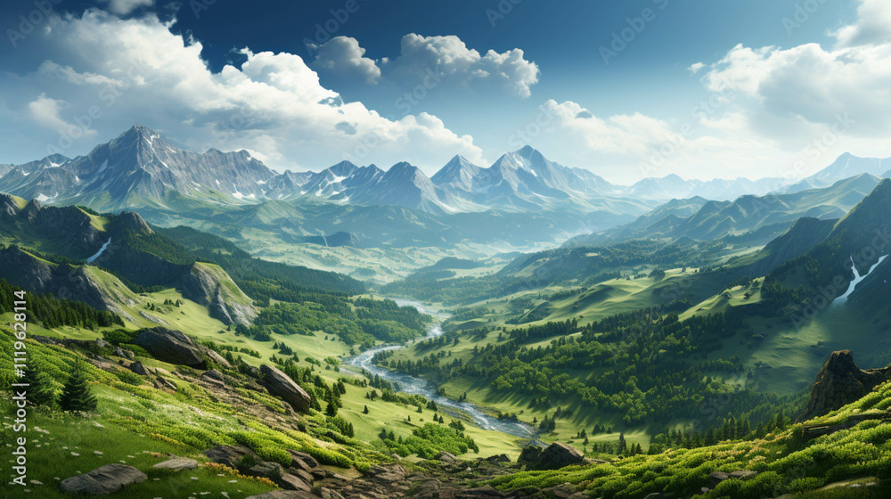 Obraz premium Clouds mountain landscape background