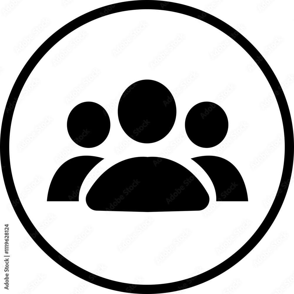 People flat icon. Team user icon. Community icon User profile symbol. Group of people or group of users collection isolated on transparent background. Persons symbol stock vector black.
