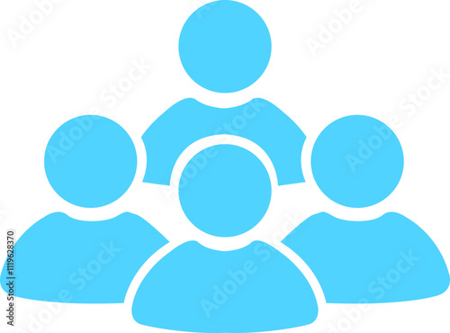 People flat icon. Team user icon. Community icon User profile symbol. Group of people or group of users collection isolated on transparent background. Persons symbol stock vector blue.