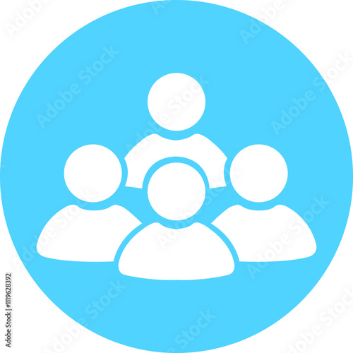 People flat icon. Team user icon. Community icon User profile symbol. Group of people or group of users collection isolated on transparent background. Persons symbol stock vector blue.