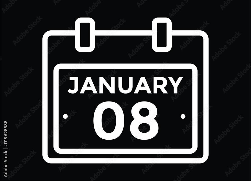 January 8 Calendar Day or Calender Date for Deadlines or Appointment. Calendar vector icon. Deadline. Date.
January 8 Calendar Day or Calender Date for Deadlines or Appointment. Calendar vector icon. Deadline. Date.