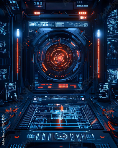 Futuristic Control Panel: Sci-Fi Interface Design with Neon Lights