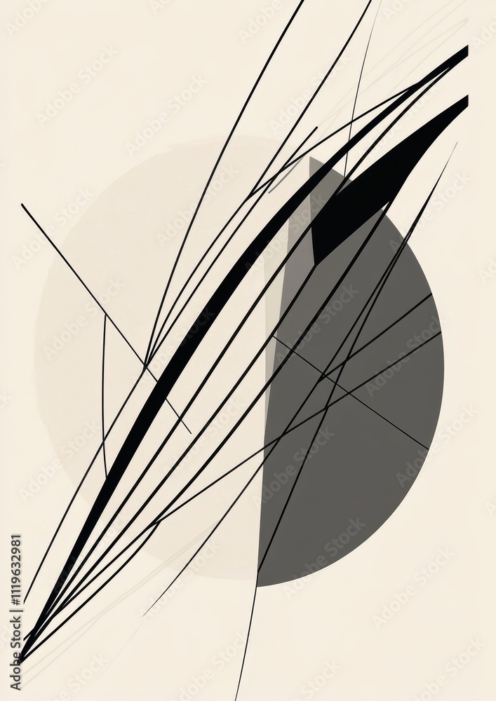 Modern minimalist poster, with lines and curves, a symmetrical composition, simple geometric shapes Modern minimalist poster, with lines and curves, a symmetrical composition, simple geometric shapes