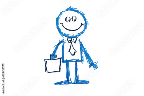 Illustration of a Businessman Reduced to a Simple Stick Figure Symbolizing Minimalism in Corporate Culture