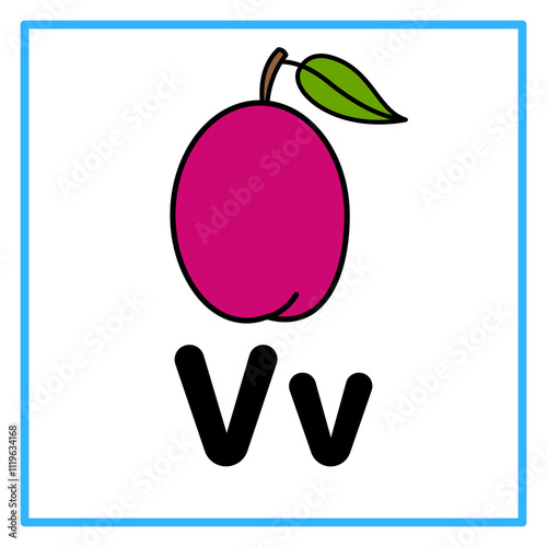 flat victoria plum alfabet v illustration