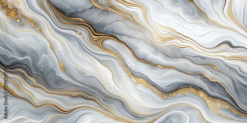 Abstract Swirling Grey and Gold Marble Texture Background Design